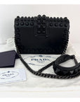 Prada City Calfskin Saffiano Studded Cahier Crossbody Bag