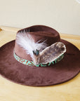 Cowboy Turquoise Leather Hat Band w/ Feather Accents 952g