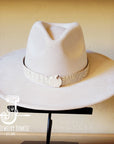 **White and Gold Gator Embossed Leather Hat Band Only w/ Turquoise Slab 951v