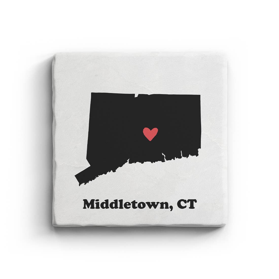 Heart Map - White (Any City &amp; State) - Marble Coaster