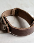 Dusty Leather Narrow Cuff with Genuine Freshwater Pearls 006r