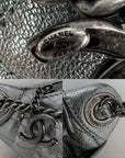 Chanel Metallic Dark Silver Calfskin Quilted Banane Fanny Pack Waist Bag