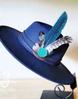 **Boho Western Felt Hat w/ Choice of Hatband- Navy 990a