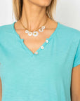 Look Mode made In Italy Button V-Neck Top