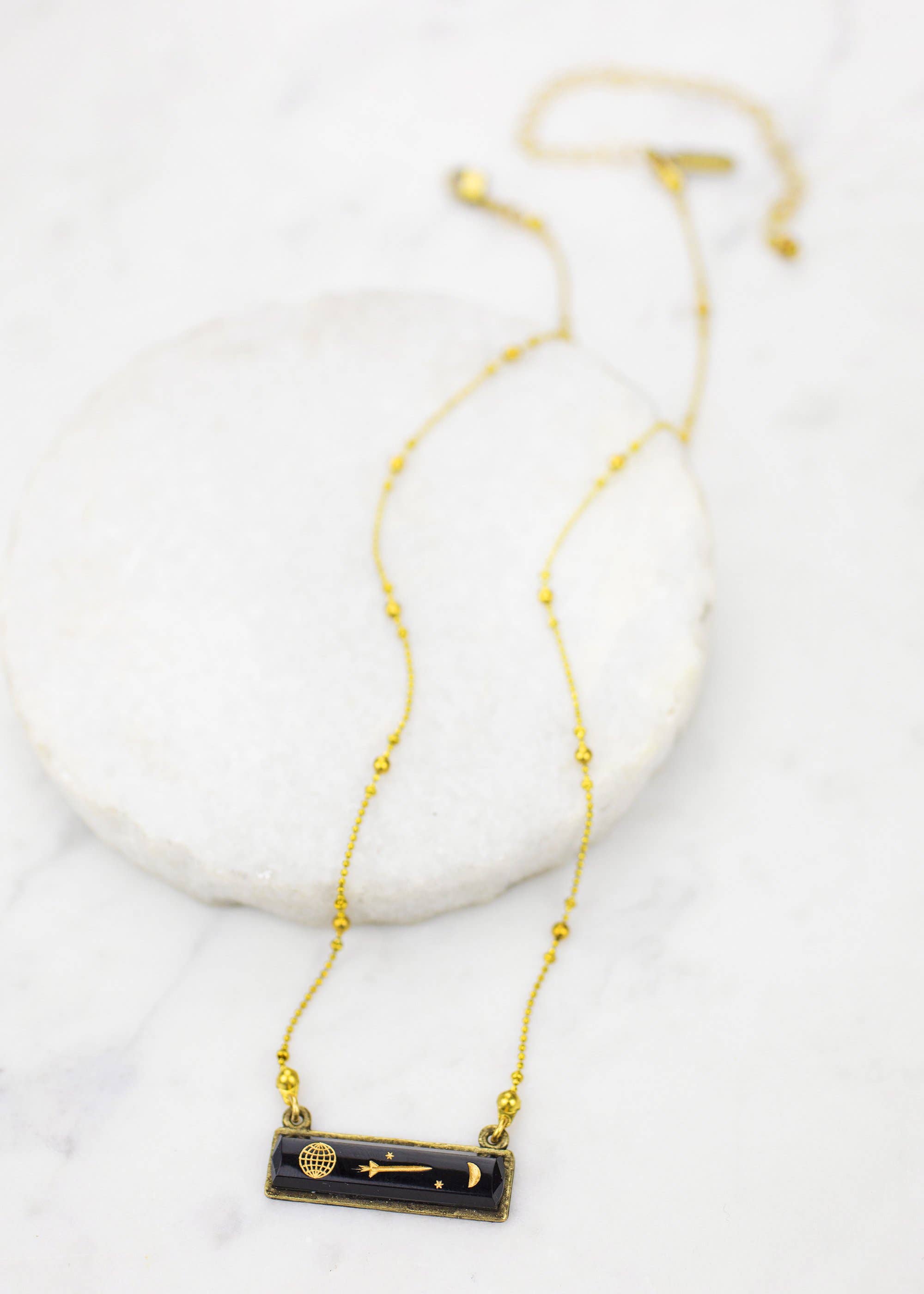 Sputnik in Black Necklace