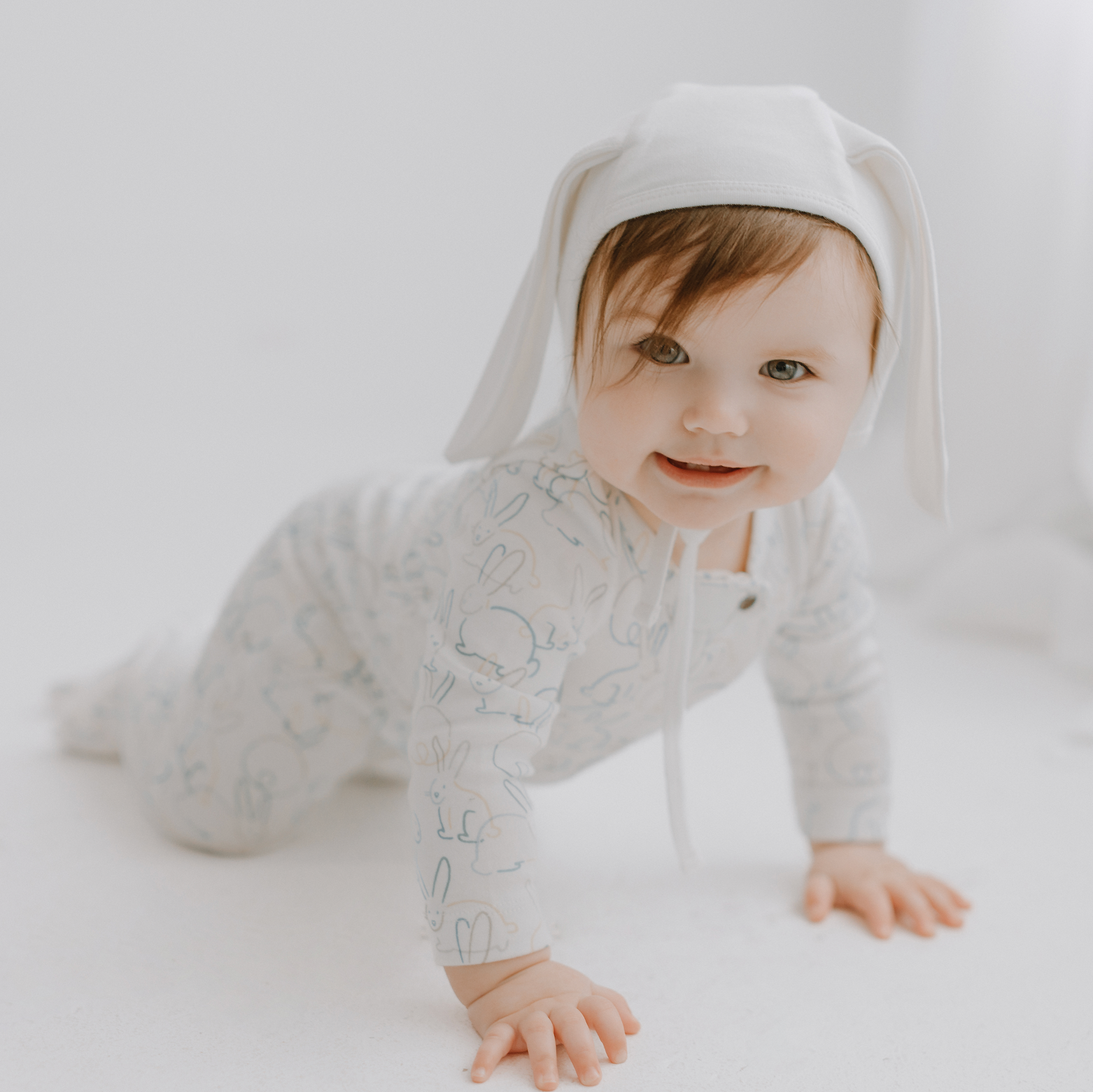 finn + emma Organic Cotton Baby Bunny Ears Bonnet