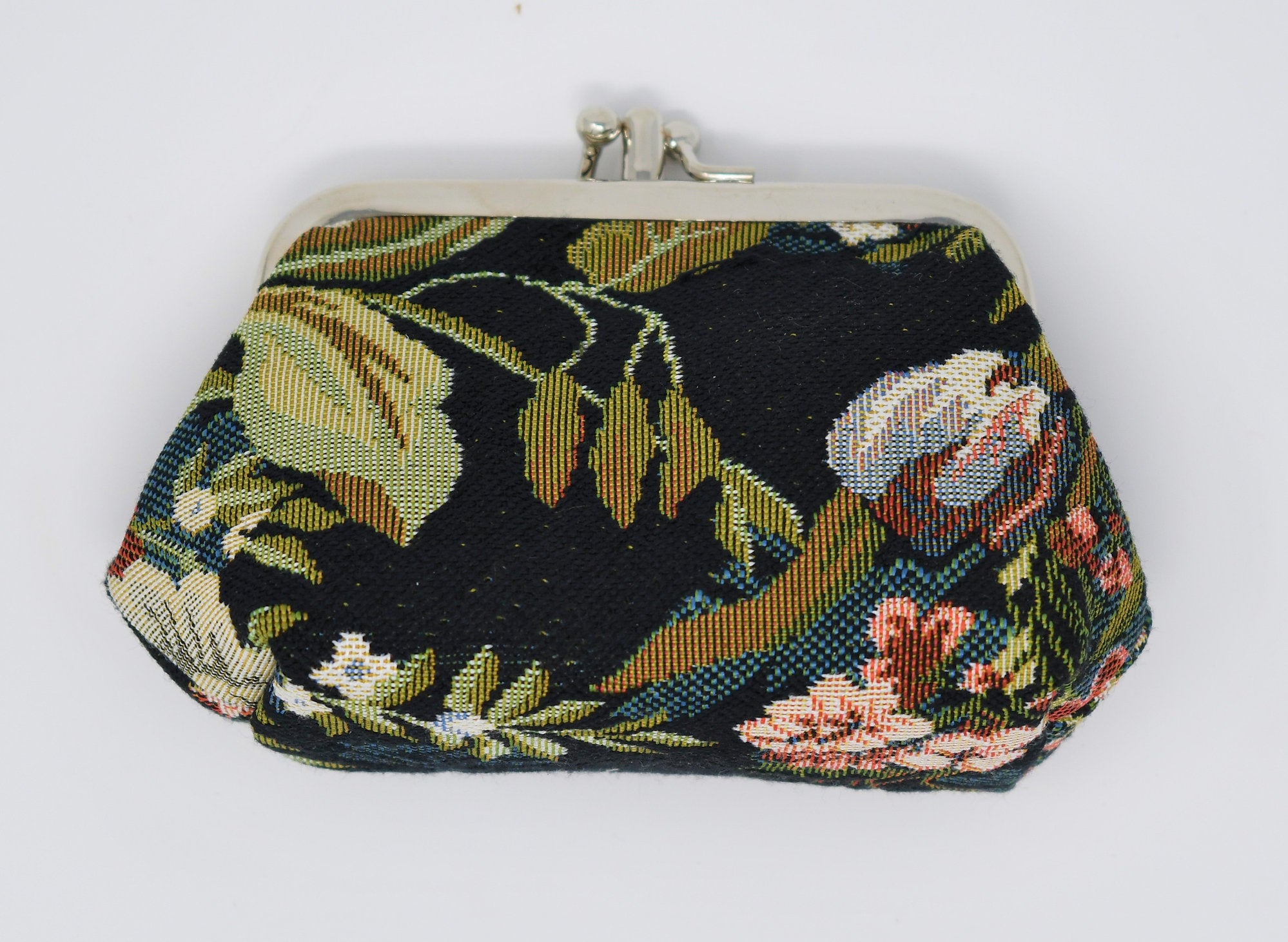 Blossom Tapestry Double Kiss Lock Coin Purse