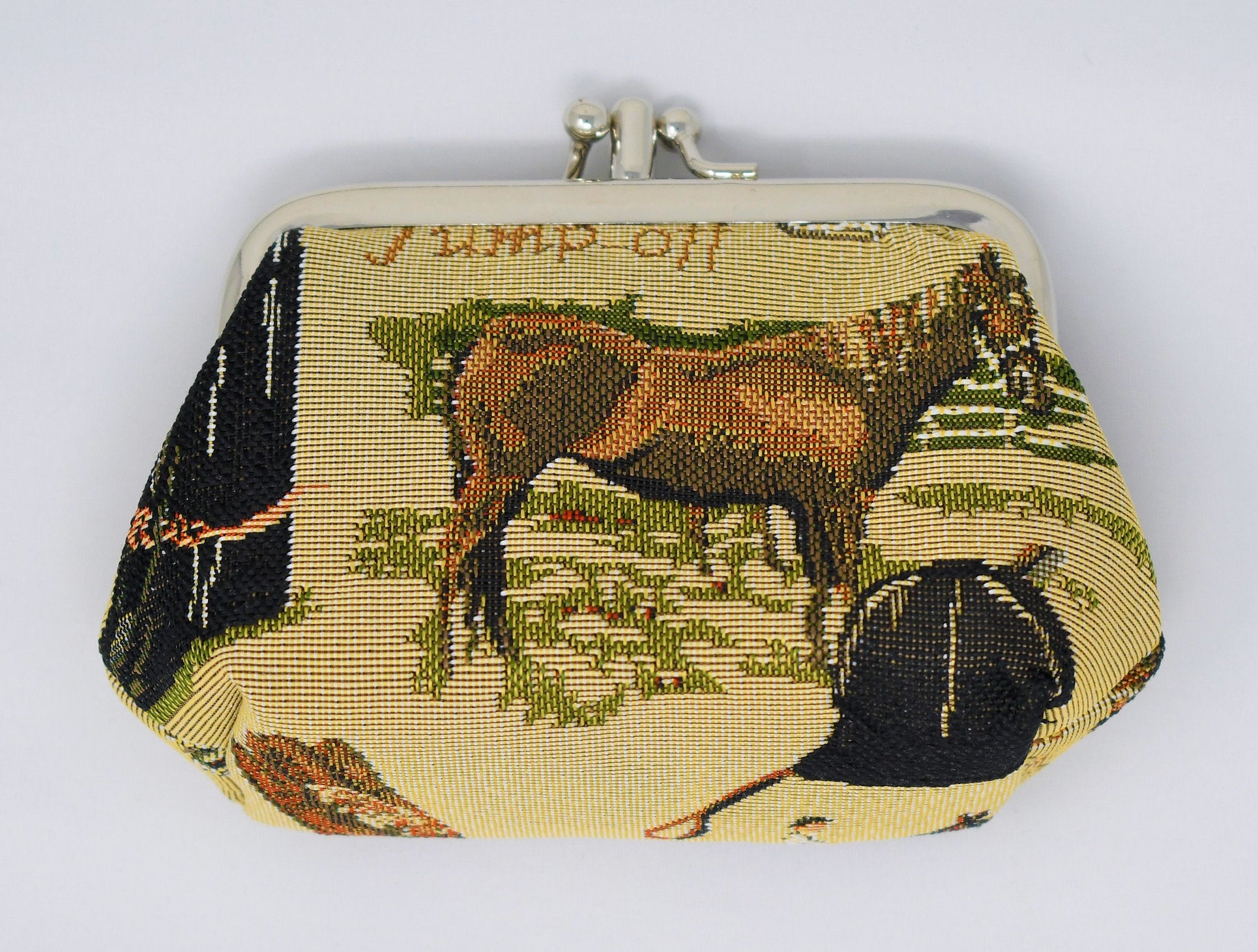 Equestrian Tapestry Double Kiss Lock Coin Purse