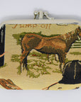 Equestrian Tapestry Double Kiss Lock Coin Purse