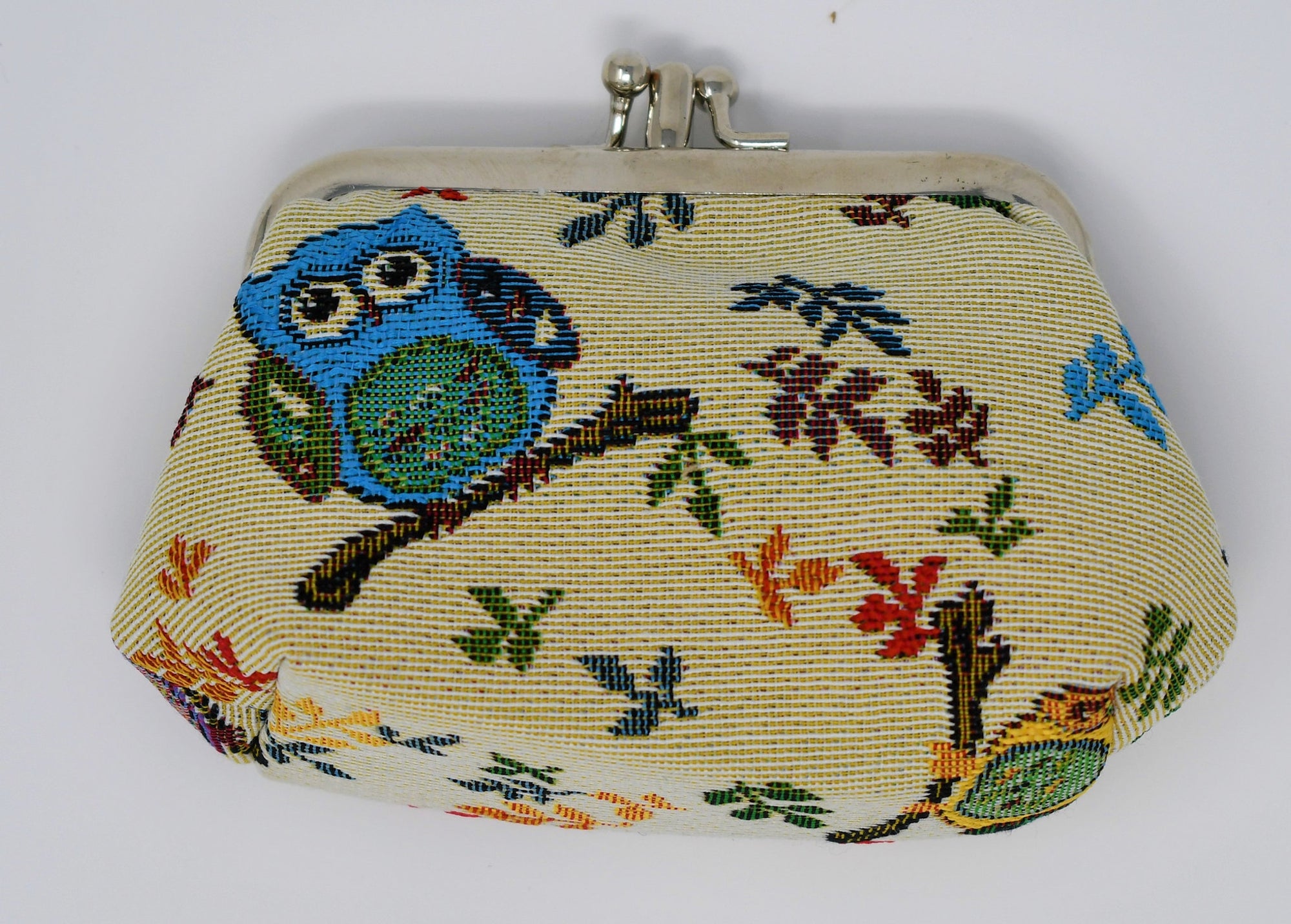 Owls Tapestry Double Kiss Lock Coin Purse