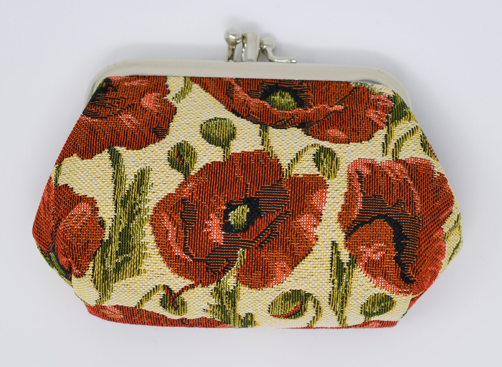 Poppy Tapestry Double Kiss Lock Coin Purse