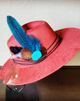 Boho Western Felt Hat w/ Choice of Turquoise Hat Accent-Rust 983a