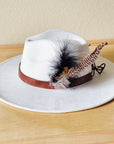 Brown Leather Hat Band w/ Feather Accents 952m