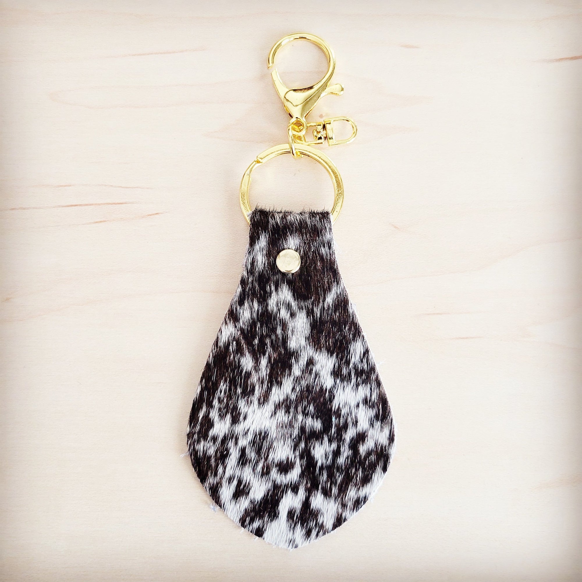 Leather Keychain-Brindle Cowhide 702m
