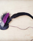 **Spotted Magenta/Black Feather & Leather Hat Band (Band Only) 983d