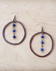 Western Copper Hoop Earrings w/ Blue Lapis Beads 225w