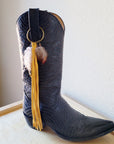 Boho Western Boot Bling Charm with Leather Fringe 500d