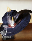 Boho Western Hat w/ Choice of Feather Hat Band-Black 982c