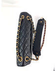 Chanel Calfskin Quilted Strap into Flap Black Burgundy Shoulder Bag