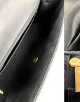 Chanel Calfskin Quilted Strap into Flap Black Burgundy Shoulder Bag