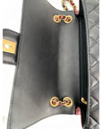 Chanel Calfskin Quilted Strap into Flap Black Burgundy Shoulder Bag