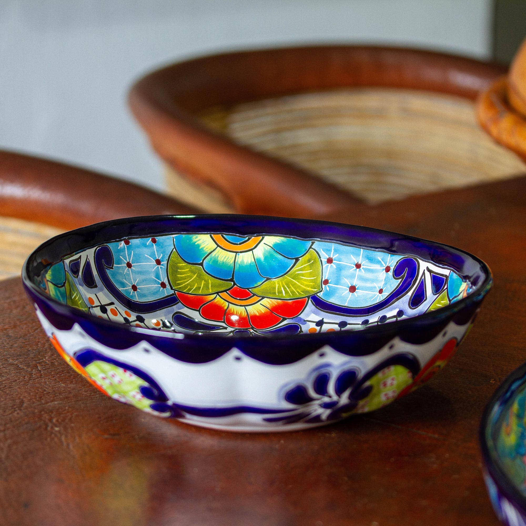 NOVICA Raining Flowers Ceramic Serving Bowl