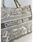 Dior Medium Book Tote Toile de Jouy Ecru and Gray Embroidery