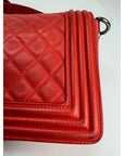 CHANEL Lambskin Quilted Medium Boy Red Flap Bag