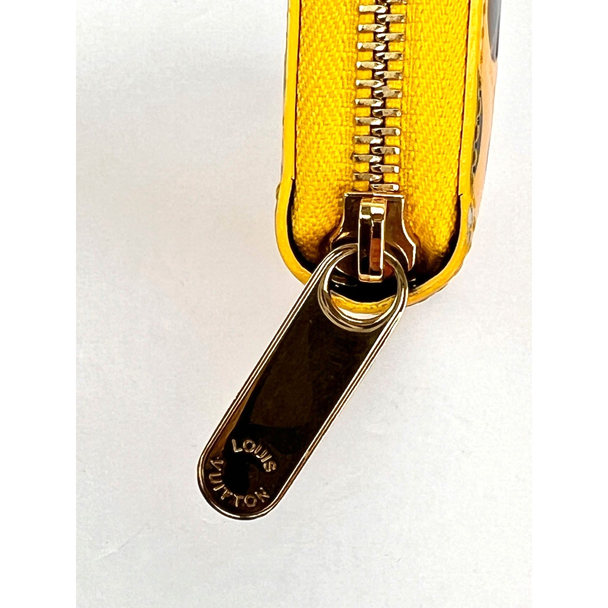 Louis Vuitton Yellow Vernis Patent Leather Kusama Infinity Dots Zippy Wallet