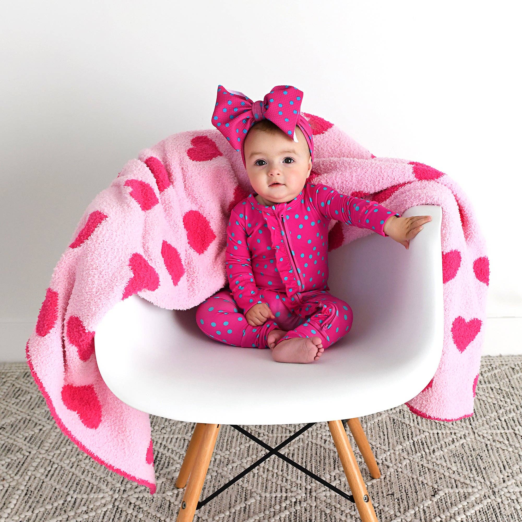 Evelyn Dot Ruffle Zip Bamboo Valentines Day Baby Outfit Dot