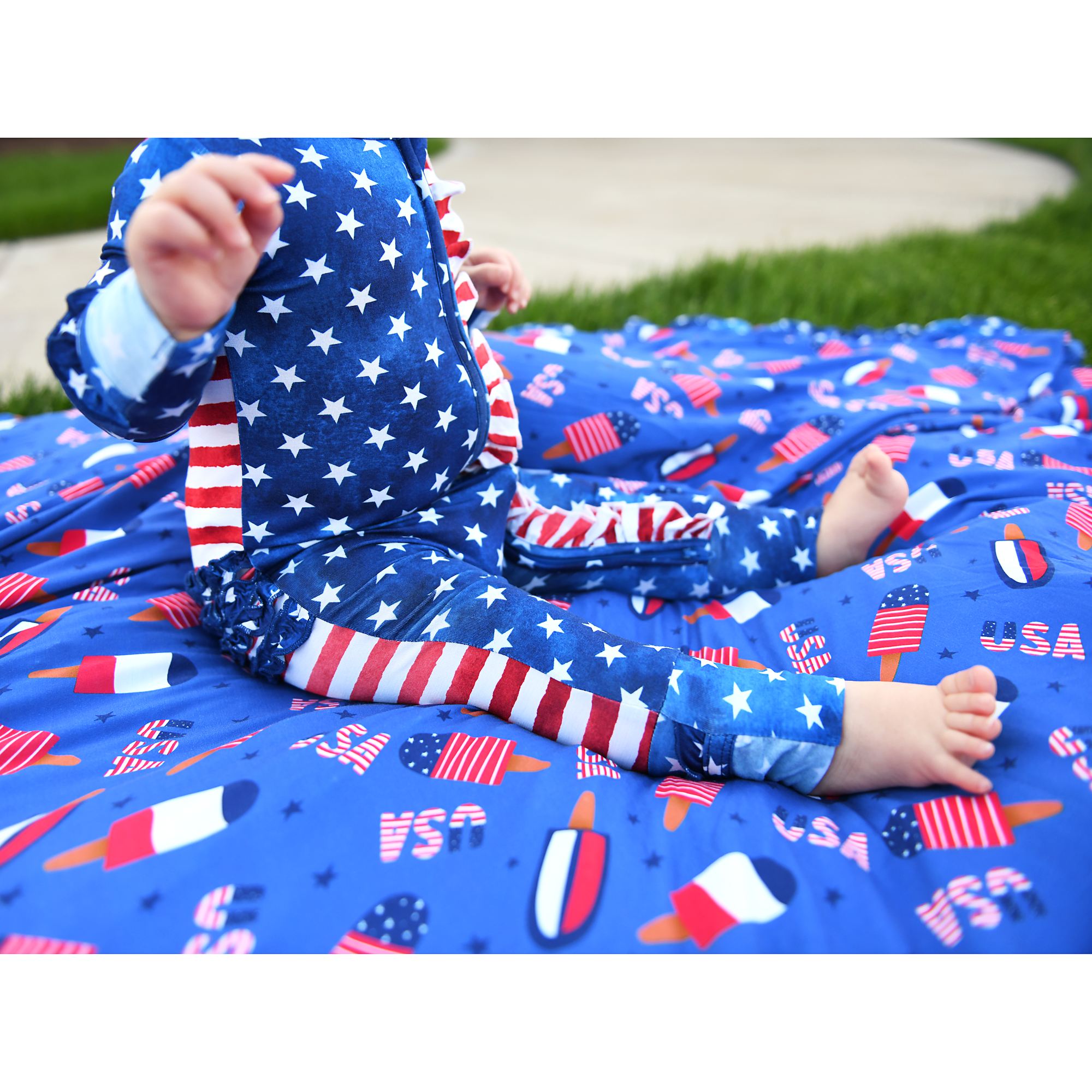 Tie Dye Stars &amp; Stripes Ruffle ZIP