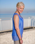 Tina Stephens Made In Italy Dina Silk V-Neck Tank