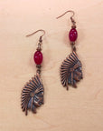 **Natural Pink Jade Earrings w/ Copper Indian Accent 225t