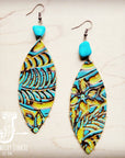 Dallas Turquoise Leather Oval Dangle Earrings with Accent