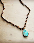 Bohemian Beaded Jasper Necklace with Ocean Agate Pendant 245u