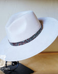 Brown Turquoise Floral Embossed Leather Hat Band Only 950u
