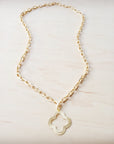 Matte Gold Small Quatrefoil Pendant Necklace 257lh