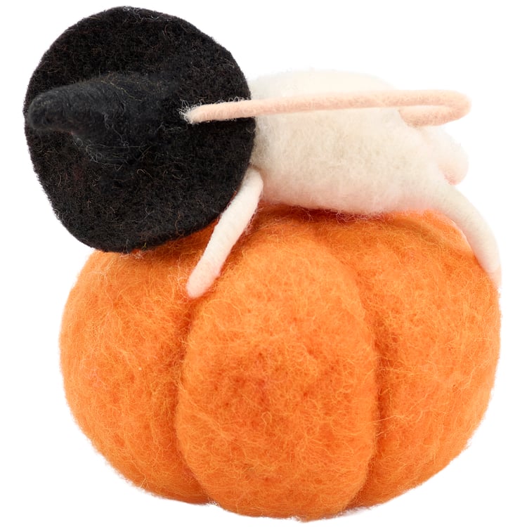 Sleepy Witch Pumpkin Mouse Critter Decor