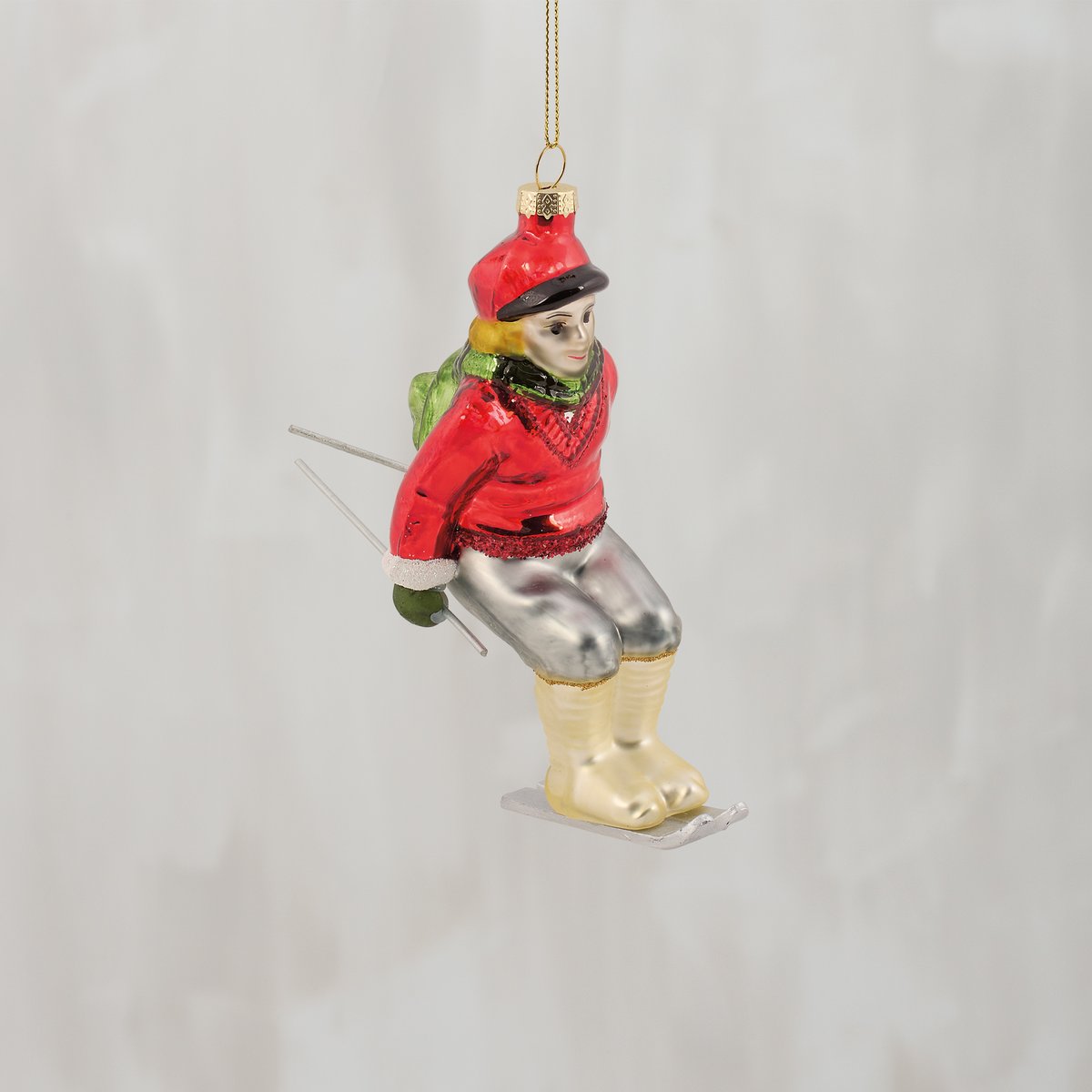 Red Skier Ornament