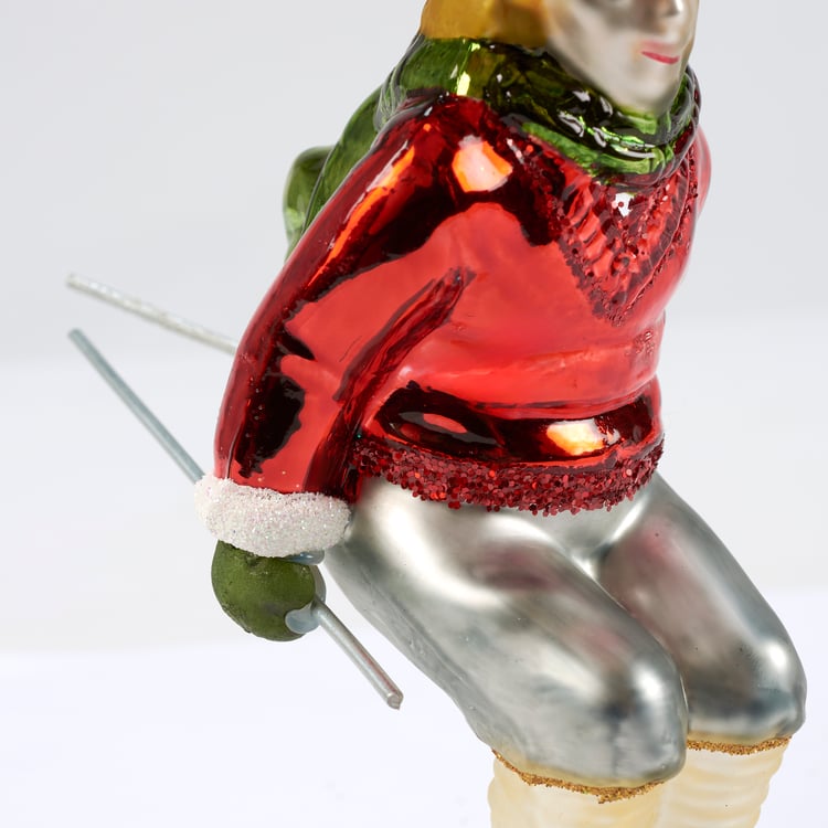 Red Skier Ornament