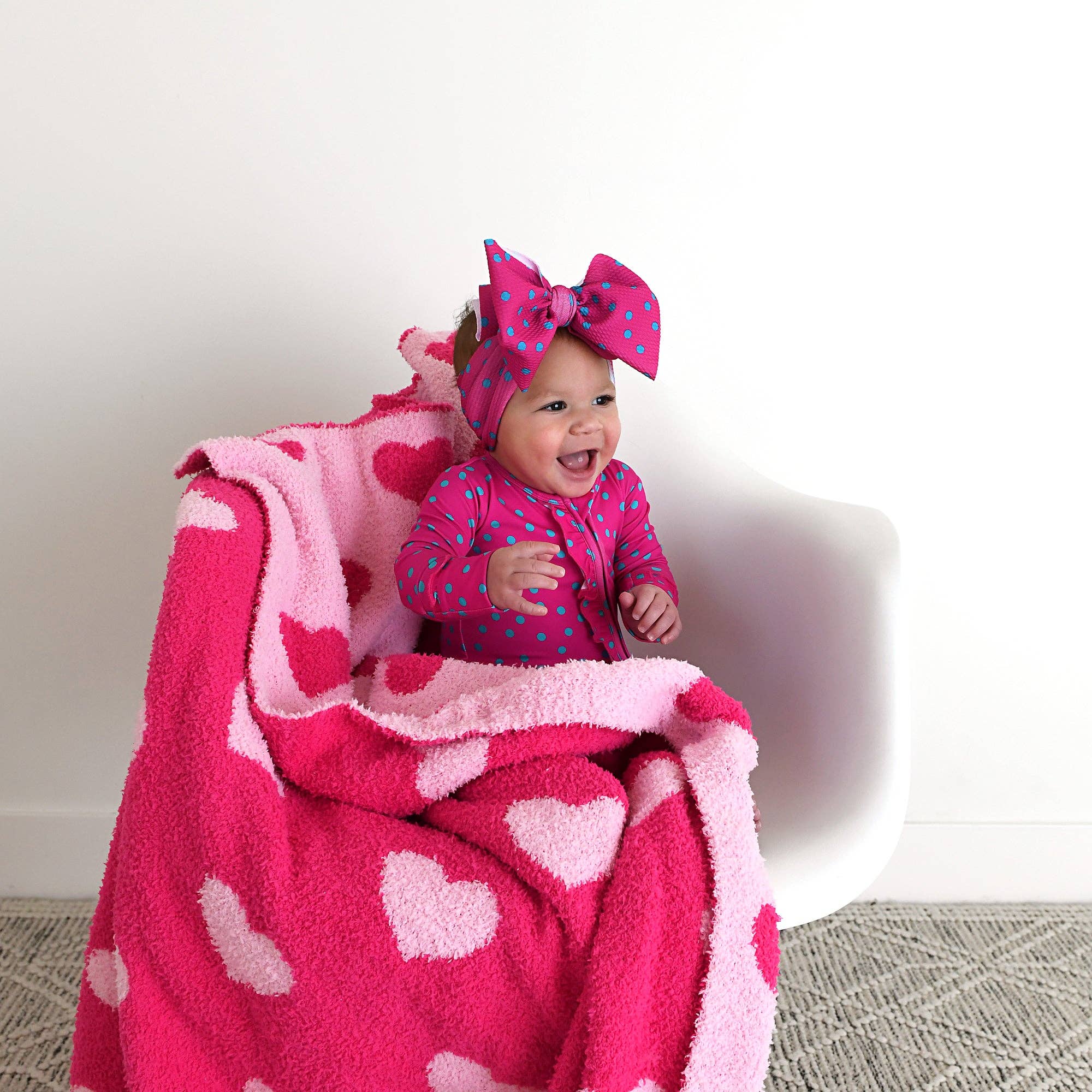 Evelyn Dot Ruffle Zip Bamboo Valentines Day Baby Outfit Dot