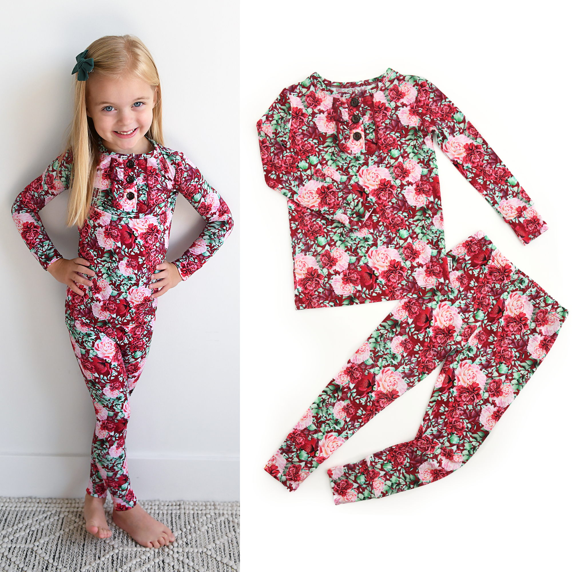 Bamboo Pajama Kids Clothing Sleepies Toddler 2PC Ruffle Set McKenna
