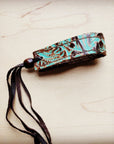 **Narrow Leather Cuff in Cowboy Turquoise w/ adjustable leather 001f