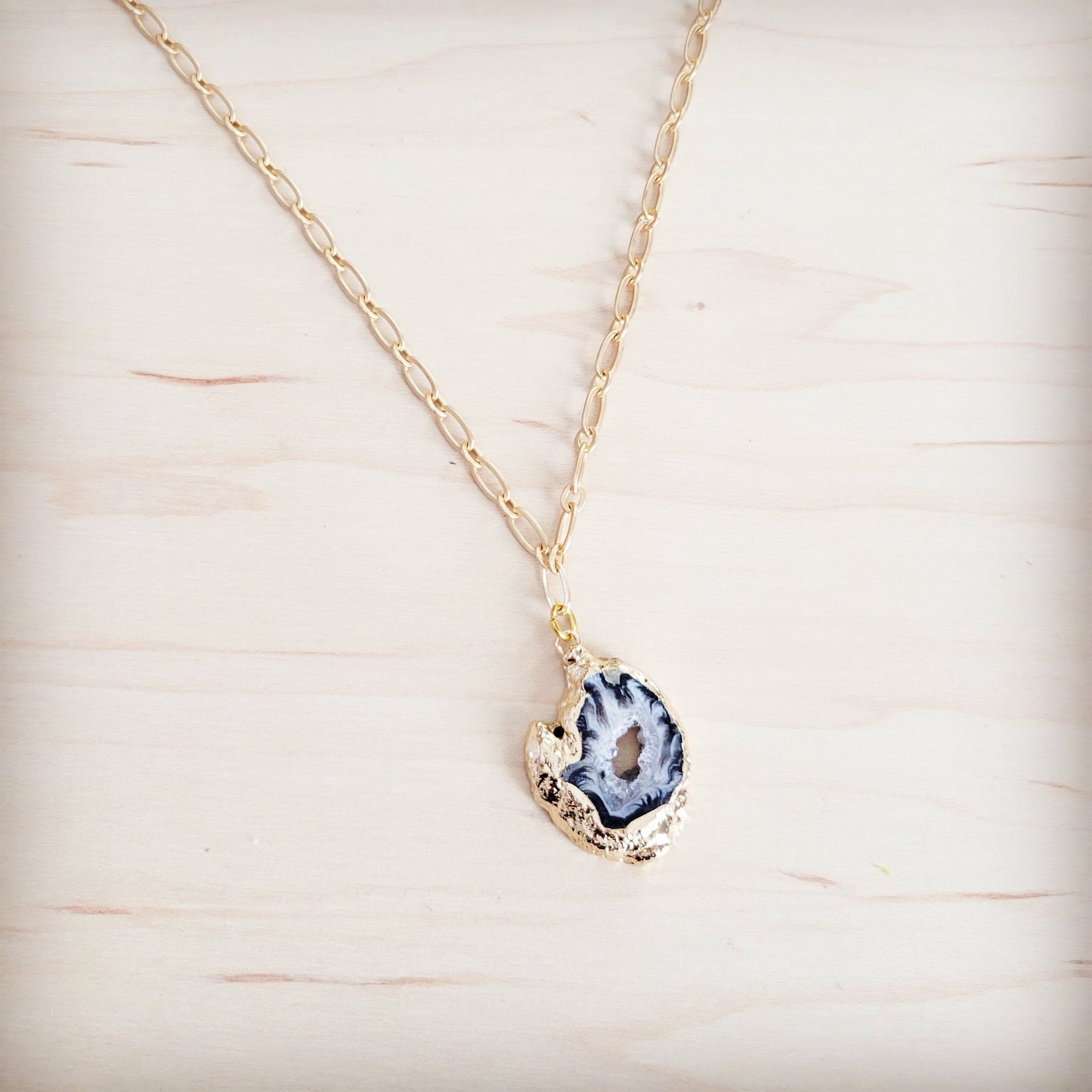 Gilded Black Agate Necklace 257ma