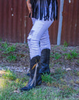 Boho Western Boot Bling Charm with Leather Fringe 500b