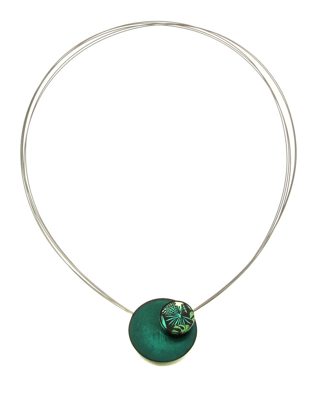 Kimono print double Circle Magnetic Pendant