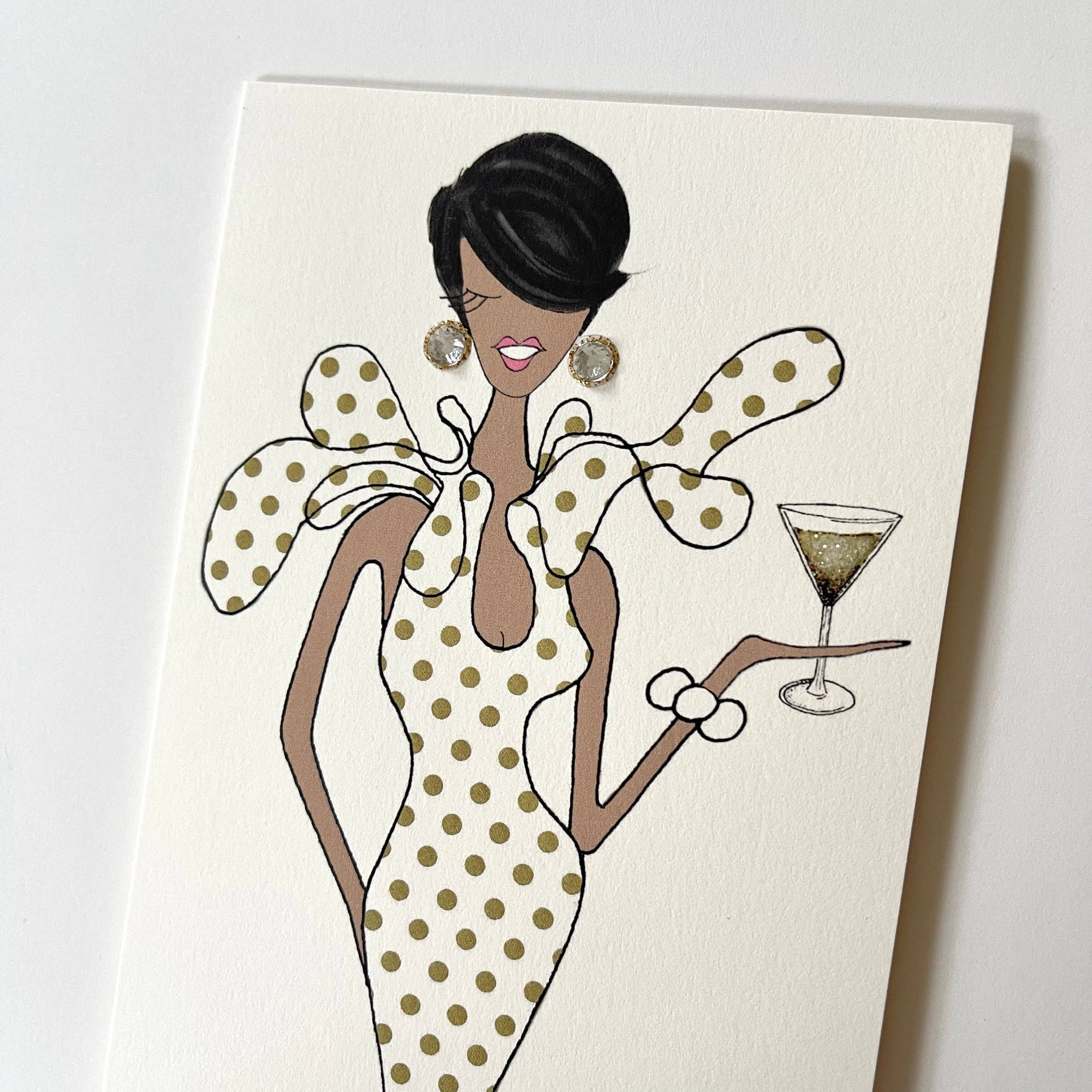s.e. hagarman Polka Dot Martini Gal Greeting Card