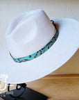 Cowboy Turquoise Embossed Leather Hat Band Only 950L