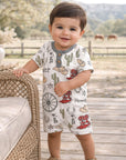 Howdy Partner Henley Romper – Cotton Western Cowboy