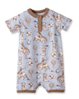 Wild Wrangler/Blue Western Bamboo Shorty Romper for Boys